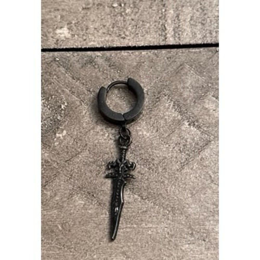 1pc sword pendant‎ Black Hoop earring